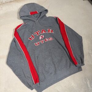 Cadre Athletic Utah Utes Hoodie Mens Large Grey Red Embroidered Sweatshirt L